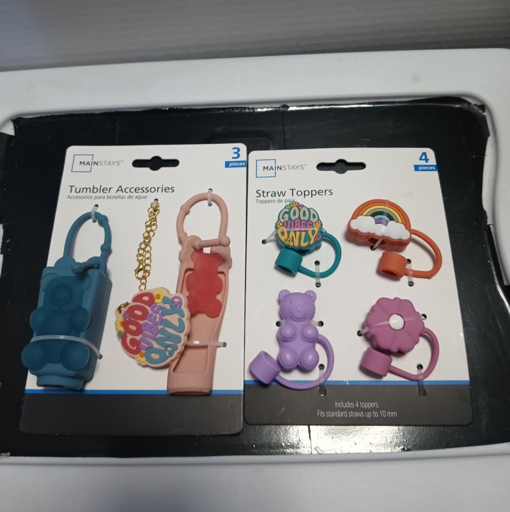 Mainstays Colorful Tumbler Accessories and Straw Toppers NEW